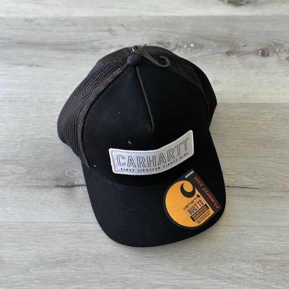 Carhartt Rugged Flex Canvas Mesh-Back 1889 Patch Cap Black OS NWT - Picture 3 of 6